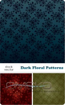 Векторный клипарт - Dark Floral Patterns