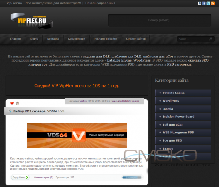 Качественный РИП сайта Vipflex для DLE 9.3